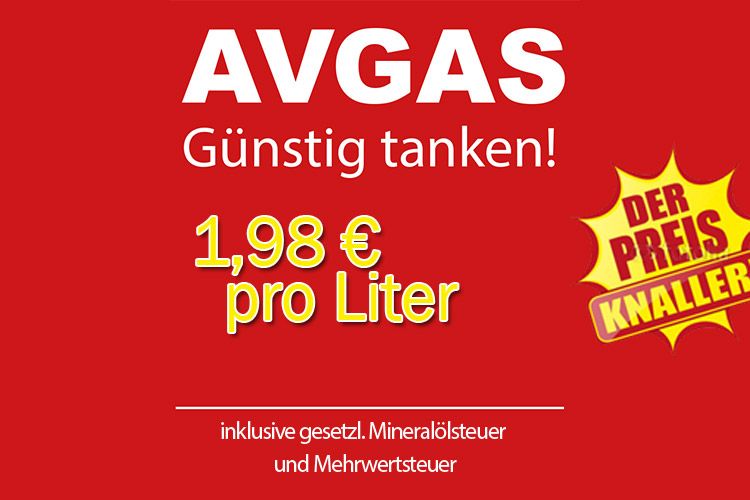AVGAS günstig tanken für 1,98 €/Ltr.